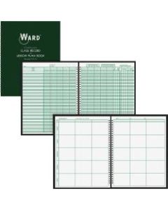 Ward Hubbard Comp. 9-Wk Record/6 Period Lesson Plan Bk - Wire Bound - 8 1/2in x 11in Sheet Size - White Sheet(s) - Dark Green Cover - 1 Each