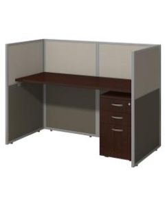 Bush Business Furniture Easy Office Straight Desk Closed Office With 3-Drawer Mobile Pedestal, 44 15/16inH x 61 1/16inW x 30 9/16inD, Mocha Cherry