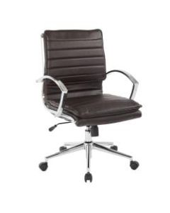 Office Star Pro-Line II SPX Bonded Leather Mid-Back Chair, Espresso/Chrome