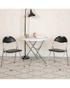 Flash Furniture Hercules Vinyl Metal Folding Chairs, Set Of 4 Folding Chairs, Black