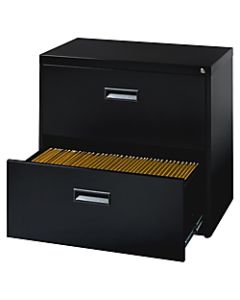 Lorell 30inW Lateral 2-Drawer Letter-Size File Cabinet, Metal, Black