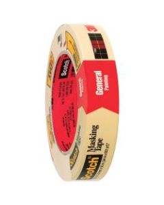 3M 2050 Masking Tape, 3in Core, 1in x 180ft, Natural, Pack Of 36