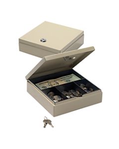 Office Depot Brand Small Locking Cash Box, 2 1/8inH x 6 7/8inW x 7 11/16inD, Sand