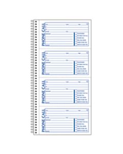 Adams Phone Message Books, 11in x 5 1/2in, 100 Pages, White/Canary Yellow, Pack Of 2