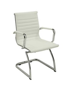 Lorell Modern Bonded Leather Mid-Back Guest Chair, White, Set Of 2