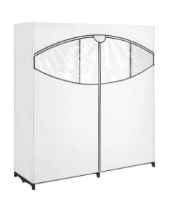 Whitmor Garment Rack - 64in Height x 60in Width x 19.5in Depth - Zippered, Adjustable - White, Blue Trim - Polypropylene, Plastic, Metal