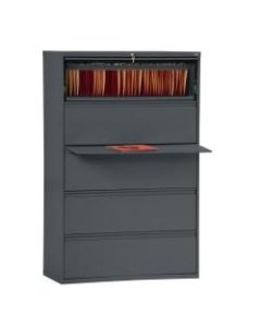 Sandusky 800 42inW Lateral 5-Drawer File Cabinet, Metal, Charcoal