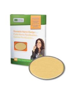 The Mighty Badge Reusable Oval Name Badge Kit, 2 3/5in x 1 7/10in, Gold, Pack Of 100