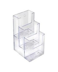 Azar Displays 3-Tier 3-Pocket Acrylic Trifold Brochure Holders, 9inH x 4-1/4inW x 5-1/4inD, Clear, Pack Of 2 Holders