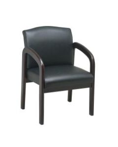 Office Star Work Smart Faux-Leather Guest Chair, Black/Mahogany