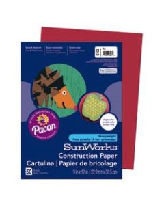 SunWorks Construction Paper, 9in x 12in, Red, Pack Of 50
