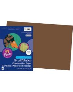 SunWorks Groundwood Construction Paper, 12in x 18in, Dark Brown, 50 Sheets