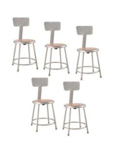 National Public Seating Hardboard Stools With Backs, 18inH, Gray, Set of 5