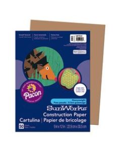 SunWorks Construction Paper, 9in x 12in, Light Brown, Pack Of 50