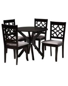 Baxton Studio Elena Dining Set, 29-15/16inH x 35-7/16inW x 35-7/16inD, Gray/Dark Brown