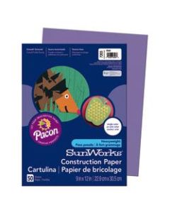 SunWorks Construction Paper, 9in x 12in, Violet, Pack Of 50