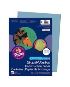 SunWorks Construction Paper, 9in x 12in, Sky Blue, 50 Sheets
