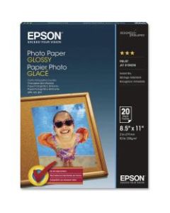 Epson Glossy Photo Paper, Letter Size (8 1/2in x 11in), Pack Of 20 Sheets