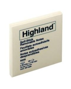 Highland Self-Stick Notes, 3in x 3in, Yellow, Pack Of 12