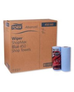 Tork Advanced ShopMax Wiper 450 Wipes, 11in x 9-7/16in, Blue, 60 Wipes Per Roll, Carton Of 30 Rolls