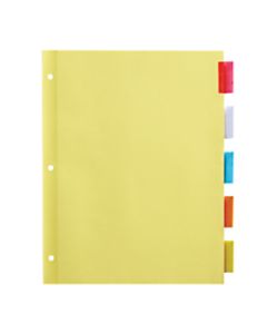 Office Depot Brand Insertable Dividers With Tabs, 8 1/2in x 11in, Multicolor, 5-Tab, Pack Of 6 Sets