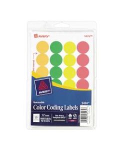 Avery Removable Color-Coding Labels, 3/4in, Assorted Neon Colors, Pack Of 1,008 Labels