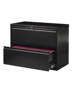 WorkPro 36inW Lateral 2-Drawer File Cabinet, Metal, Black