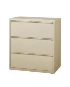 WorkPro 36inW Lateral 3-Drawer File Cabinet, Metal, Putty