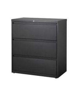 WorkPro 36inW Lateral 3-Drawer File Cabinet, Metal, Black