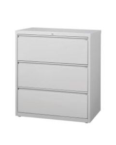 WorkPro 36inW Lateral 3-Drawer File Cabinet, Metal, Light Gray