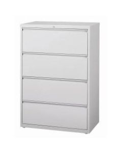 WorkPro 36inW Lateral 4-Drawer File Cabinet, Metal, Light Gray