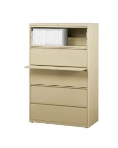 WorkPro 36inW Lateral 5-Drawer File Cabinet, Metal, Putty