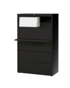 WorkPro 36inW Lateral 5-Drawer File Cabinet, Metal, Black