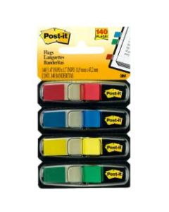 Post-it Notes Flags, 3/8in x 1-7/10in, Assorted Standard Colors, 35 Flags Per Dispenser, Pack Of 4 Dispensers