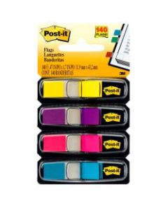 Post-it Notes Flags, 3/8in x 1-7/10in, Assorted Bright Colors, 35 Flags Per Dispenser, Pack Of 4 Dispensers