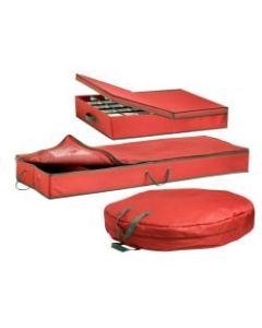 Honey-Can-Do 3-Piece Holiday Storage Set, Red