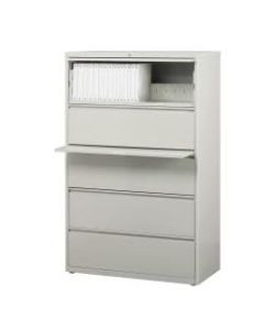 WorkPro 36inW Lateral 5-Drawer File Cabinet, Metal, Light Gray