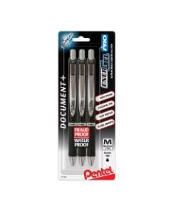EnerGel PRO Pigment Gel Pens, Medium Point, 0.7 mm, Black Barrel, Black Ink, Pack Of 3