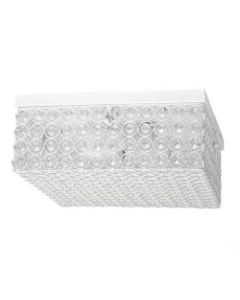Elegant Designs Elipse Crystal 2-Light Square Flush Mount Ceiling Fixture, 12inW, White
