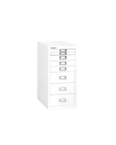 Bisley 15inD Vertical 8-Drawer Under-Desk Storage Cabinet, Metal, White