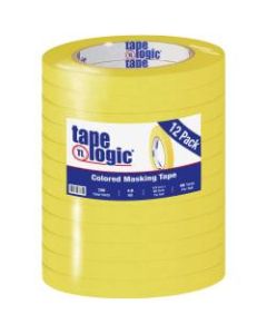 Tape Logic Color Masking Tape, 3in Core, 0.5in x 180ft, Yellow, Case Of 12