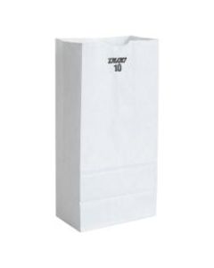 General Paper Grocery Bags, #10, 13 3/8inH x 6 5/16inW 4 3/16inD, White, Pack Of 500 Bags
