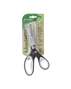 Westcott Ruler KleenEarth Soft-Handle Scissors, 8in, Pointed, 30% Recycled, Black/Gray