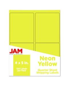JAM Paper Mailing Address Labels, 4in x 5in, Neon Yellow, Pack Of 120 Labels