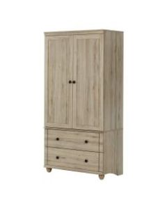 South Shore Hopedale 2-Drawer Storage Armoire, 1 Fixed Shelf, 3 Adjustable Shelves, Rustic Oak