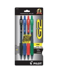 Pilot G-2 Retractable Gel Pens, Fine Point, 0.7 mm, Assorted Barrels, Assorted Ink Colors, Pack Of 4