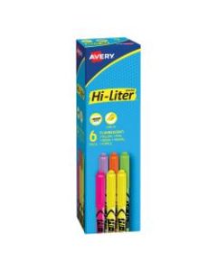 Avery Hi-Liter Pen Style Highlighter - Chisel Point Style - Fluorescent Green, Fluorescent Orange, Fluorescent Pink, Fluorescent Purple, Fluorescent Yellow - 6 / Pack
