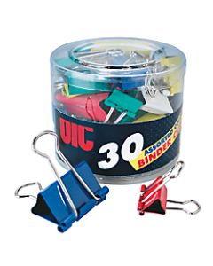 OIC Assorted Binder Clips, Assorted Sizes, Assorted Colors, Pack Of 30