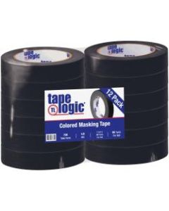 Tape Logic Color Masking Tape, 3in Core, 1in x 180ft, Black, Case Of 12
