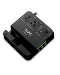 APC 3-Outlet SurgeArrest Essential Surge Protector With 3 USB Ports, P3U3B, 6ft, Black
